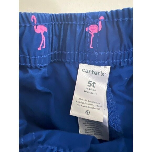 Carters Blue Pink Flamingo Shorts Toddler 5T - Picture 3 of 4